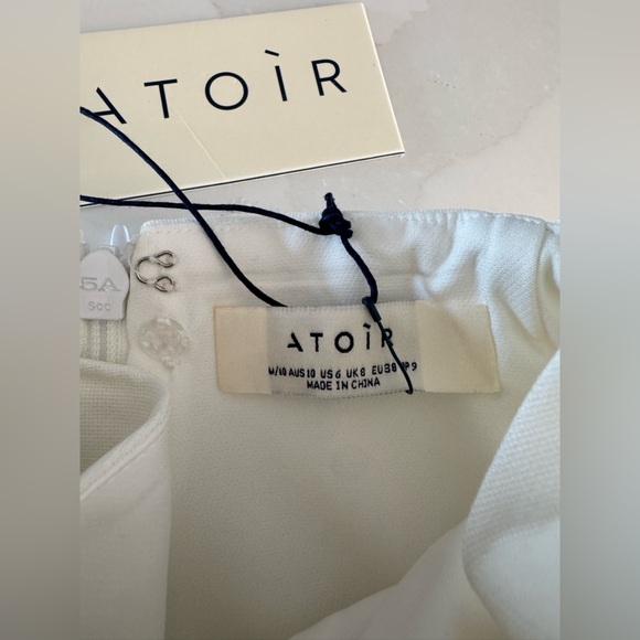 NWT | Atoir | White Backless Dress with Gold Buttons - Picture 9 of 12